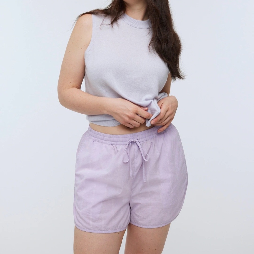 NWT Madewell Violet Crinkle Cotton Dolphin-Hem Shorts